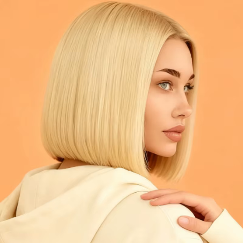 Perruque synthétique courte dorée de 12 pouces pour femmes, multifonctionnelle et lisse, adaptée aux