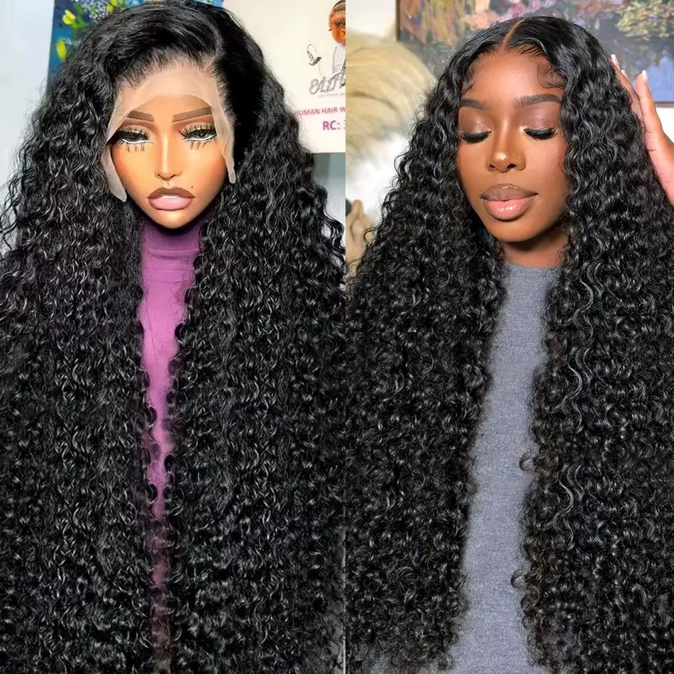 Perruque Brésilienne Naturelle Bouclée, Cheveux Deep Wave, 13x6 HD, 30 36 40 Pouces, Densité 250, po
