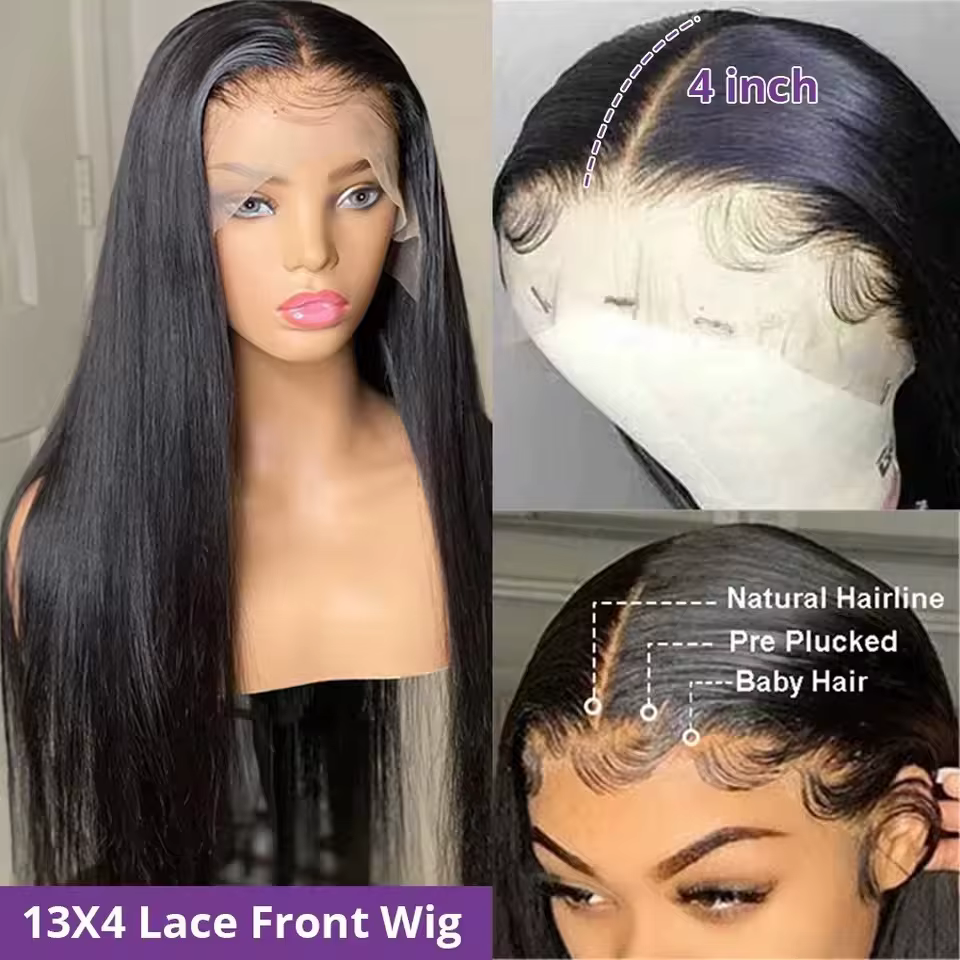 30 40 pouces os droit perruque de cheveux humains brésilien pré plumé cheveux 13X4 13X6 HD Transpare