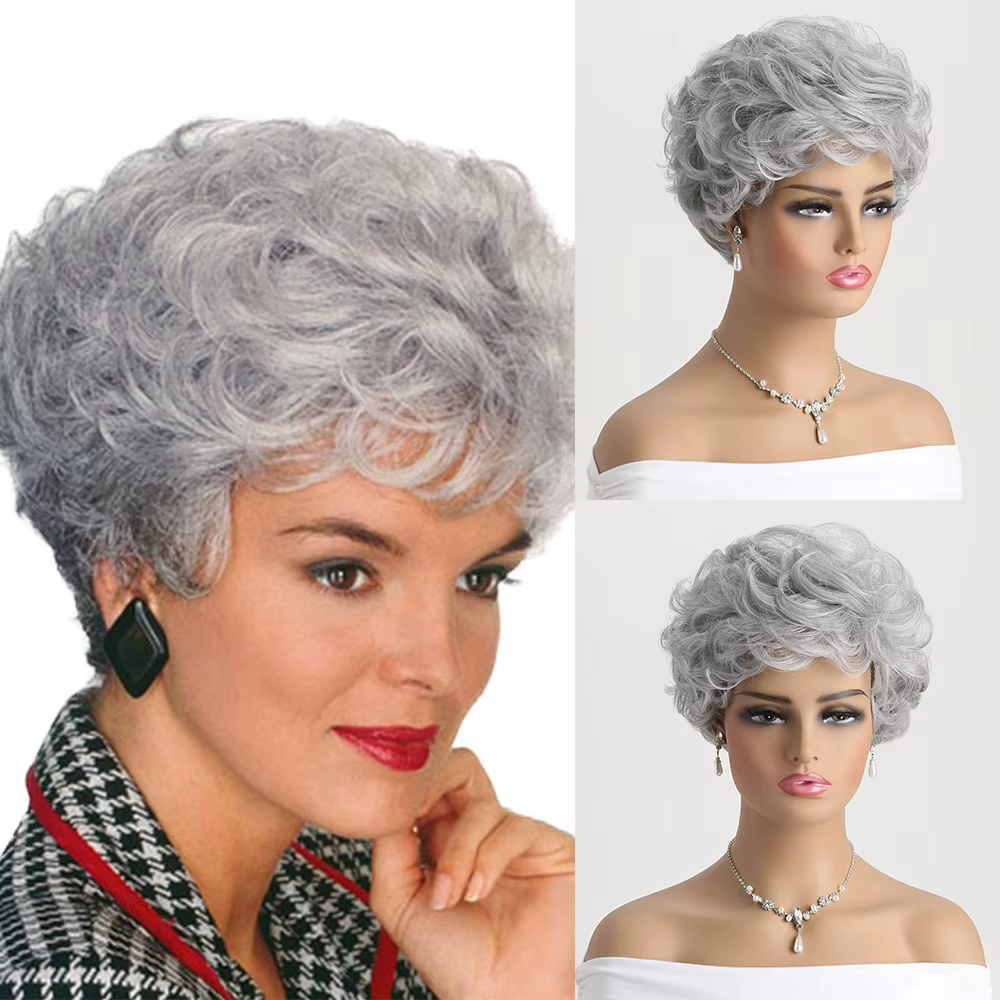 Perruques synthétiques naturelles pour femmes, perruque blanche courte, cheveux résistants à la chal