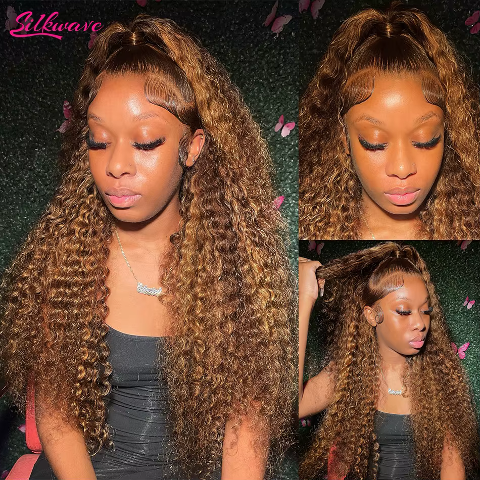 Silkwave mettre en évidence 13x6 dentelle frontale perruque cheveux humains vague profonde 13x4 Hd d