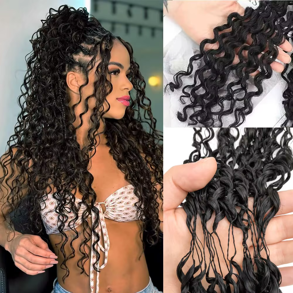 Afro Kinky Burmese Deep Curly Knotless Pre-Separated Crochet Feather Hair Extensions Curly Human Hai