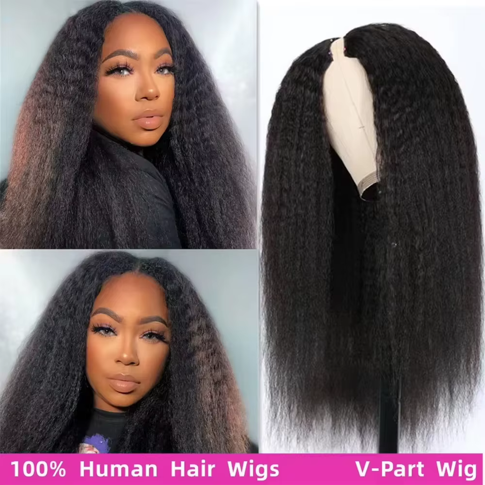 Perruque Lafino à sangle invisible HD 360 Lace Front, cheveux humains raides crépus, densité 250, pr