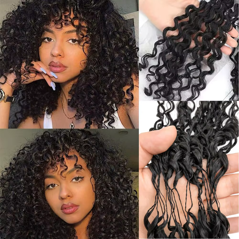 Afro Kinky Burmese Deep Curly Knotless Pre-Separated Crochet Feather Hair Extensions Curly Human Hai