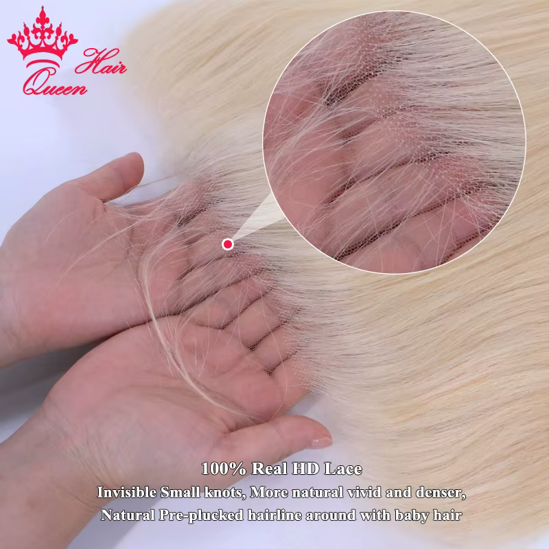 Queen Hair #613 Blonde Real HD Lace Frontal 13x6 13x4 Closure 6x6 5x5 HD Skinlike Melt Skins Lace St
