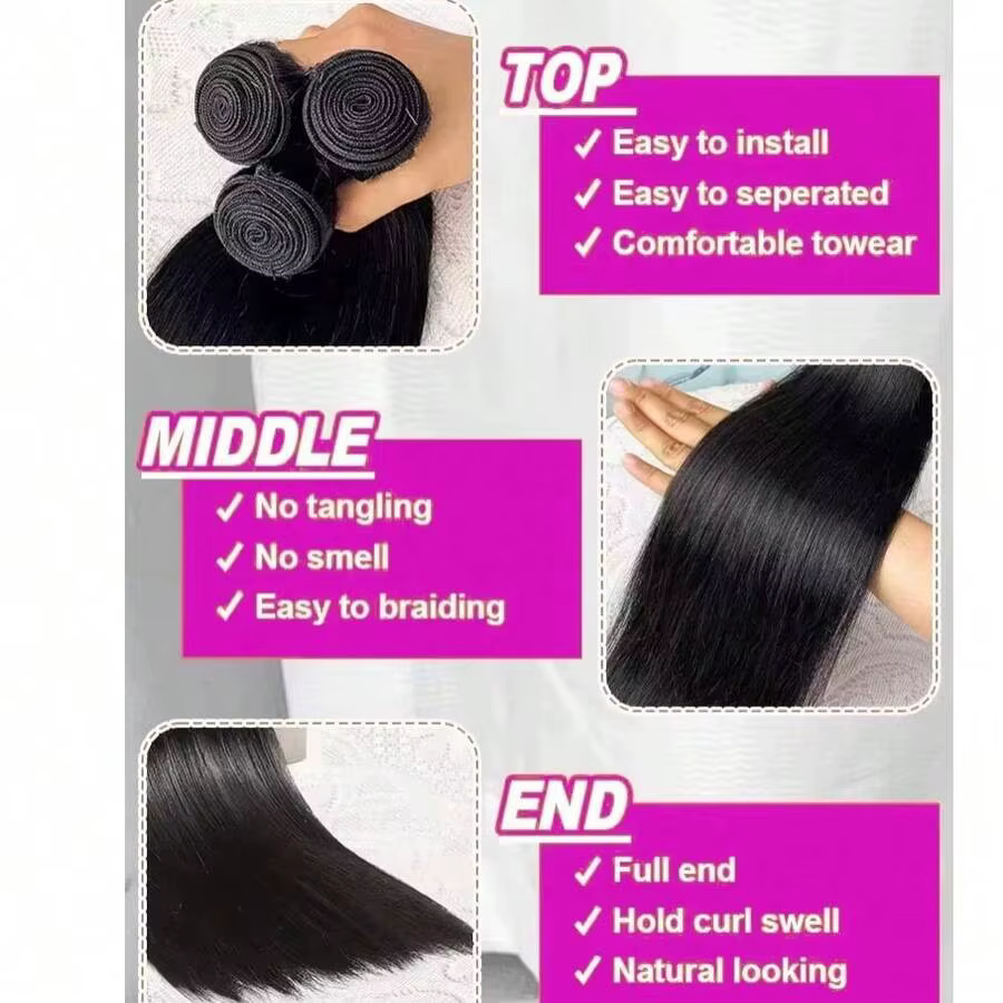 Lot de Cheveux Humains Vietnamiens Double Trame, Lisses Comme des Baguettes, 32 34 36 38 Pouces, Che