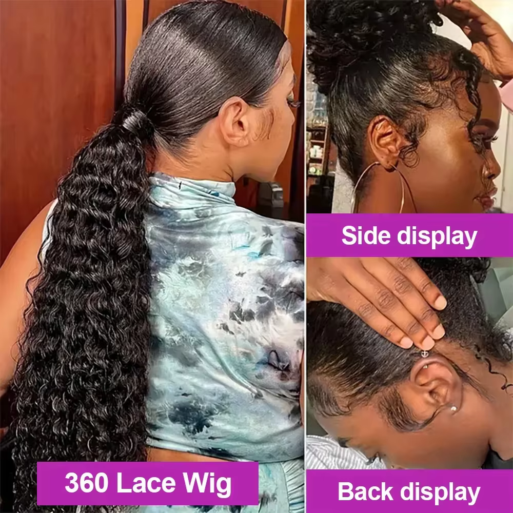 Perruque Invisible 360 HD en Dentelle Complète Cheveux Humains Sans Colle Pré-Coupée Densité 200 Bou
