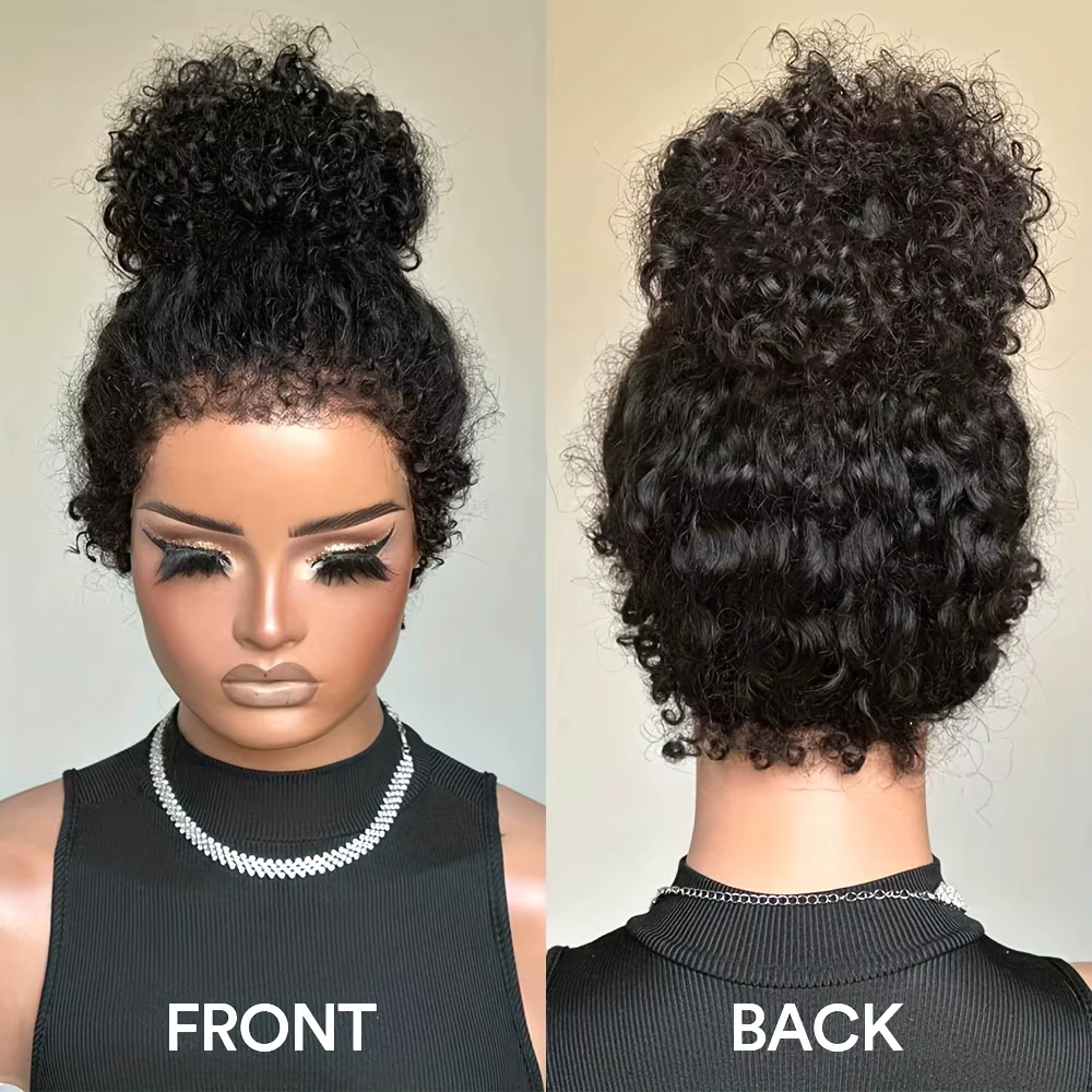 Perruques bouclées en cheveux humains Lafino Invisi Strap Deep Curly Wave 360 Full HD Lace Front, Pe