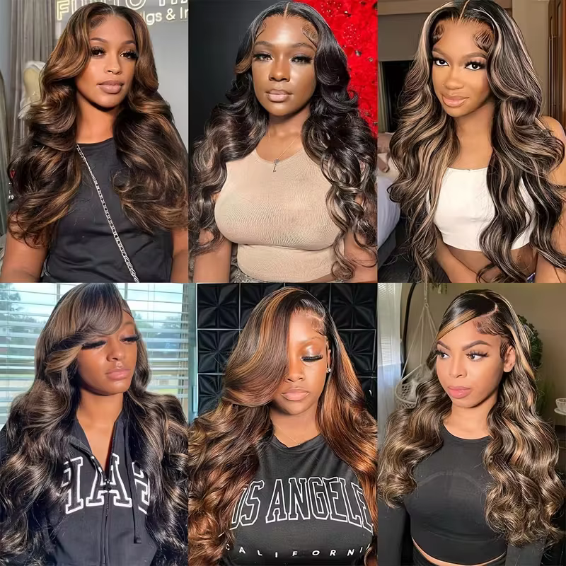 Perruques en cheveux humains sans colle 1B30 Highlight, prêtes à porter, 4x4 5x5, pré-coupées, Brazi