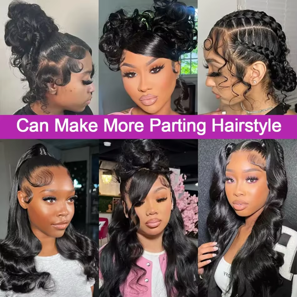 Perruques frontales en dentelle HD 360 Body Wave en cheveux humains pré-épilées brésiliennes pour fe