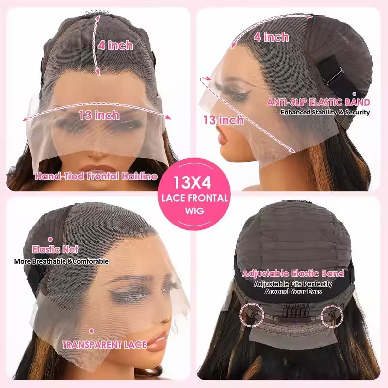 Perruque en cheveux humains 1b/27 Body Wave 13x613x4 HD Lace, avec mèches Ombré, cheveux humains vie