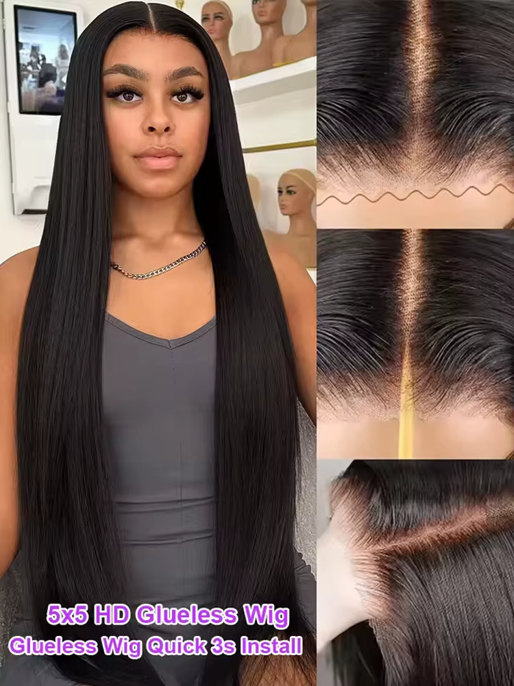 Perruque Lace Front HD 13x6 Lisse Baguette Densité 250% 40 Pouces, Perruques Lace Frontal 13x4 en Ch