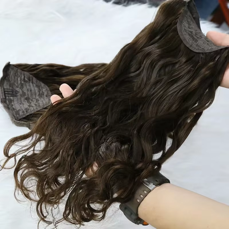 100% naturel vague d'eau cheveux humains Super Double dessiné Extensions de queue de cheval tressage