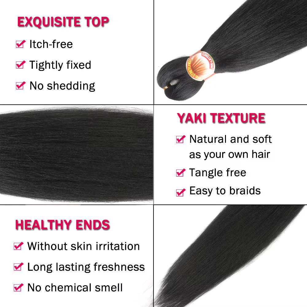 Tressage cheveux pré-étiré 26 pouces 3 paquets Yaki tressage cheveux pour tresses réglage de l'eau c