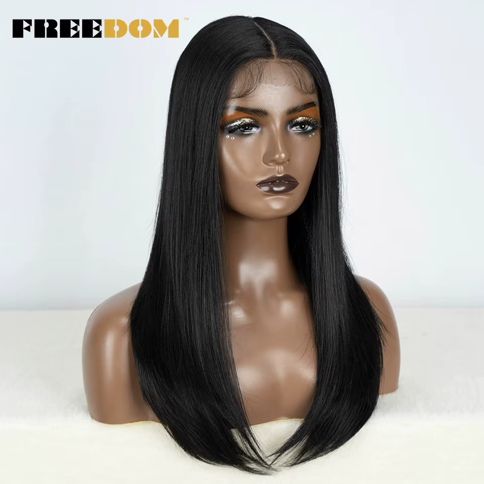 FREEDOM cheveux synthétiques avant de lacet perruques pour les femmes noires droite Bob perruques 22