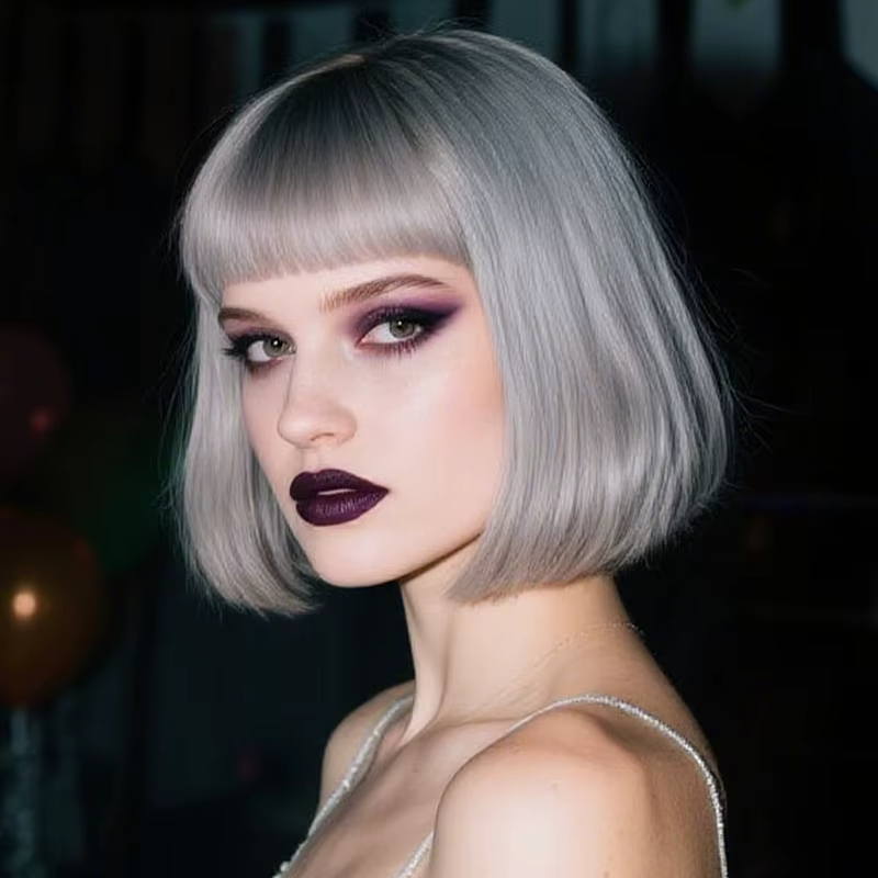 Nouvelle perruque pour femmes, cheveux courts et raides, bandeau de couleur dégradé gris blanc, couv