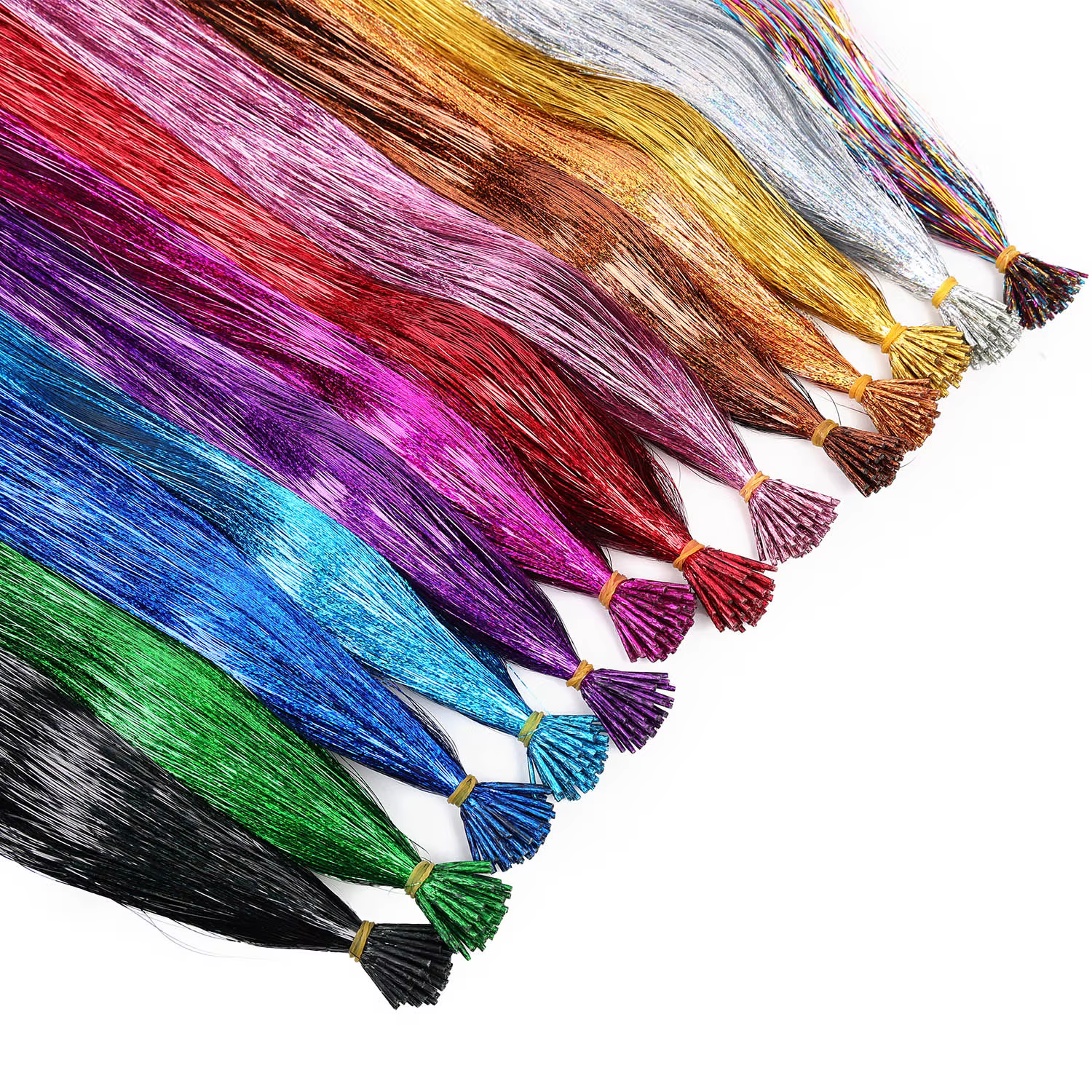 Extensions capillaires synthétiques I Tip Tinsel, 50 pièces, postiches féeriques à paillettes, acces