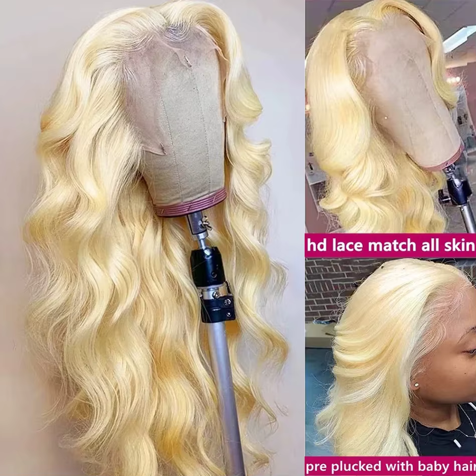 Perruque frontale HD Lace Body Wave 613 blonde 13x6 de 30 pouces en cheveux humains colorés, haute d