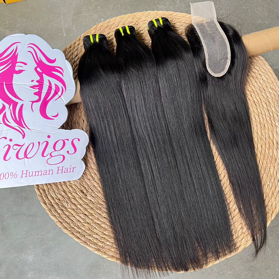 Extensions de cheveux humains vierges vietnamiens 100% naturels, lisses comme des baguettes, avec cl