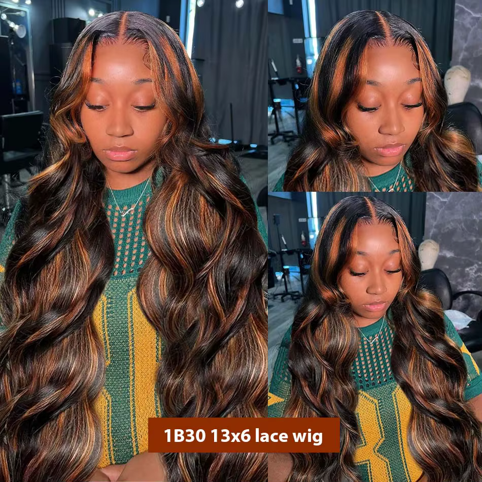 Perruque Lace Frontal Wig Body Wave naturelle, cheveux humains, 13x6 Hd, P427 1B30, noir, marron, bl