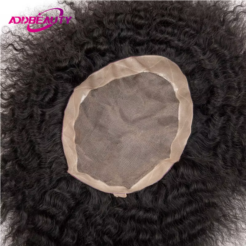 Perruques de cheveux humains indiens Afro Wave pour hommes, Toppers de cheveux bouclés, Toupet Mono 