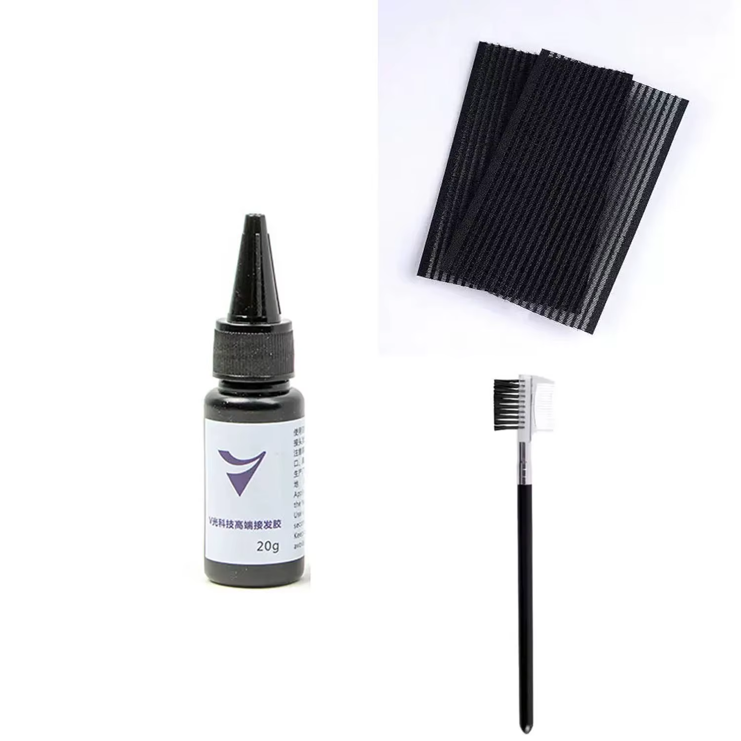 Colle d'extension de cheveux à lumière UV avec dissolvant 20g dissolvant de lumière UV 20ml V colle 