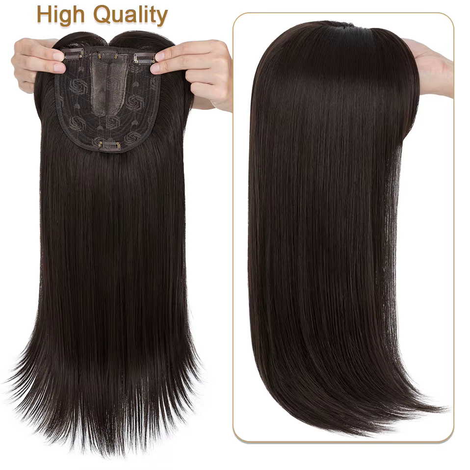 Benehair cheveux Toppers pour femmes 18 '' Striaght Topper cheveux avec frange pour cheveux aminciss
