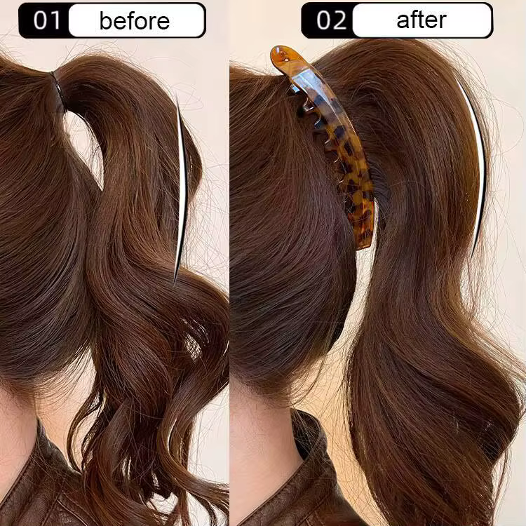 Pince à cheveux banane écaille de tortue, épingle à cheveux en forme de poisson pour femmes, accesso