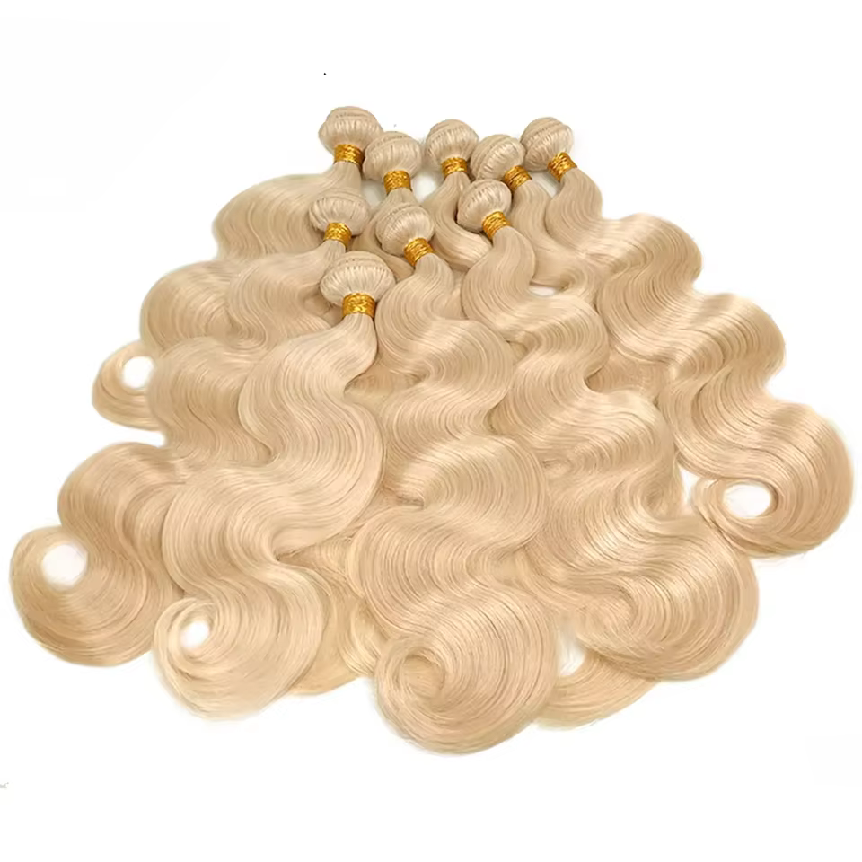 Tissage en lot brésilien 100% naturel Body Wave blond 613, tissage vierge brut, Double trame, 30 pou