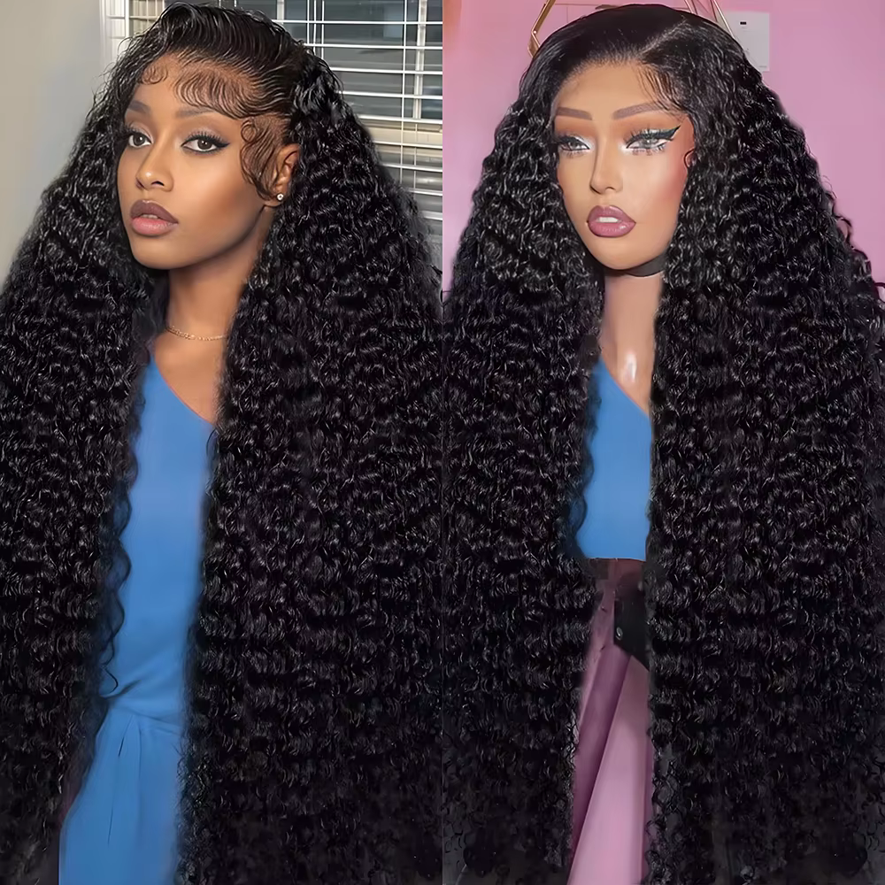 Perruque sans colle en cheveux humains de 30 à 40 pouces, perruque brésilienne bouclée à ondulations