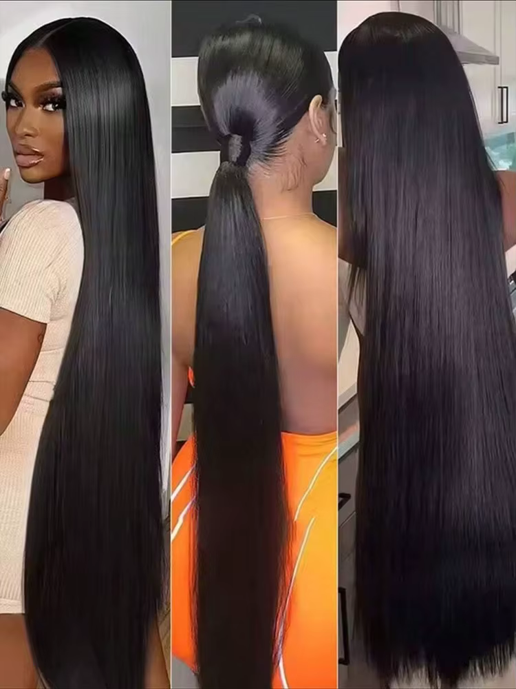 42 pouces paquets os droit brésilien cheveux humains paquets Extensions brutes Tissage pour les femm