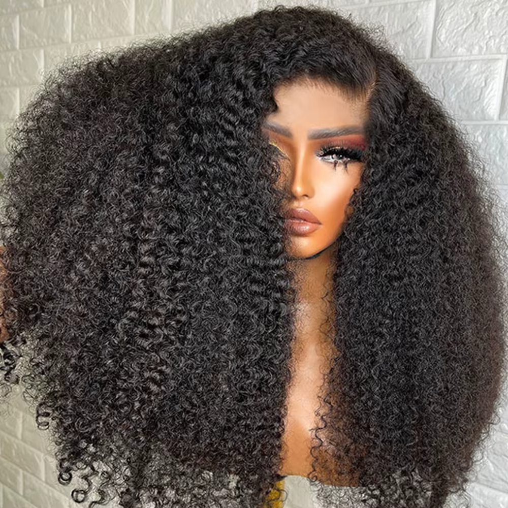Perruque en cheveux humains bouclés crépus à 300 % de densité pour femmes, cheveux indiens bruts, pe