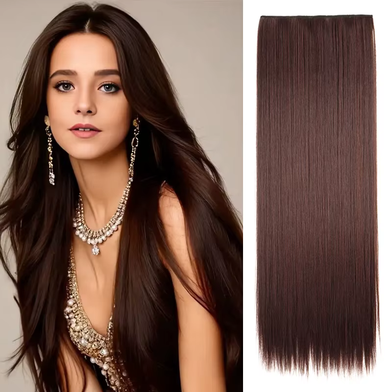 Extension capillaire synthétique longue et lisse, 32 pouces/40 pouces, postiche Invisible naturelle 