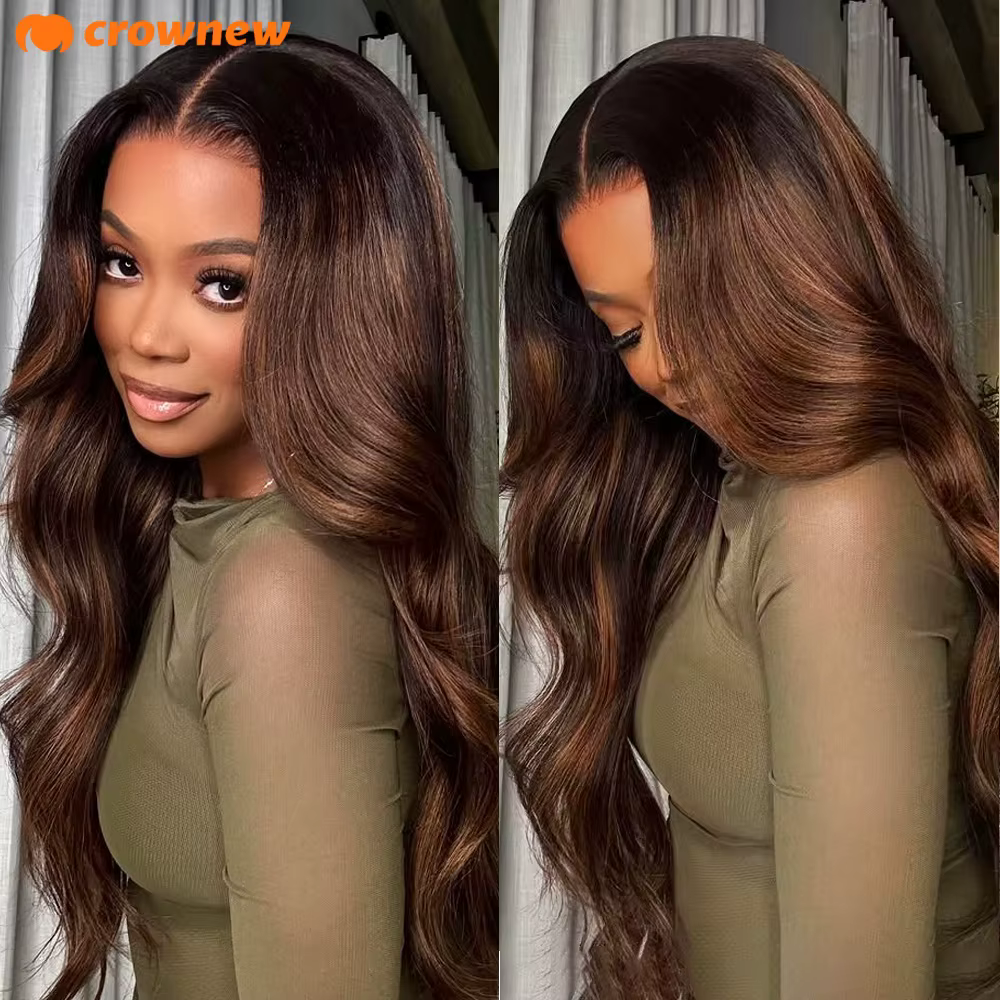 Perruque Lace Front Wig naturelle Body Wave marron chocolat, cheveux humains 13x4 13x6 HD, perruque