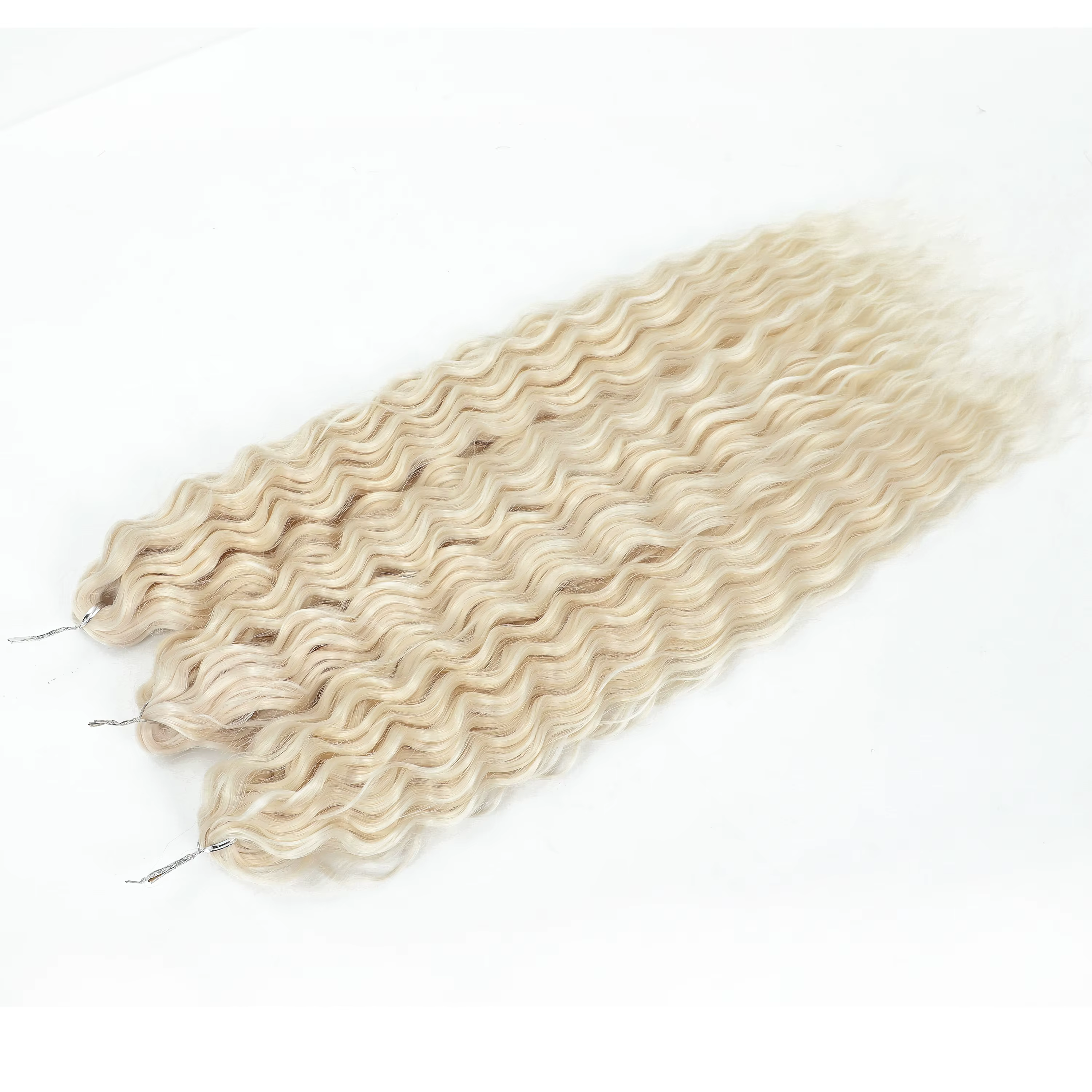 Extensions de cheveux synthétiques Ariel Ombre Blonde Deep Wave Braids, 300g/3 pièces, 24 pouces (60