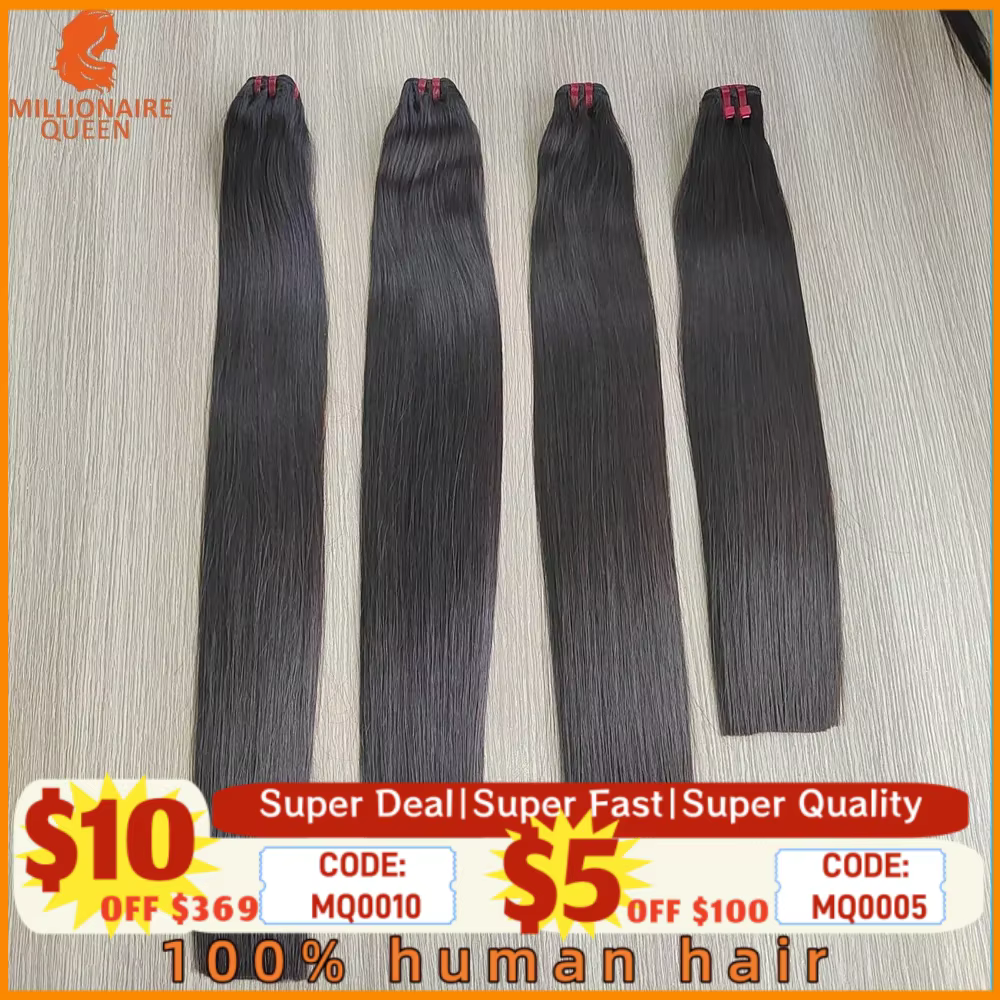 20A Super Double dessiné vierge droite tissage paquets cheveux humains crus vietnamien non transform