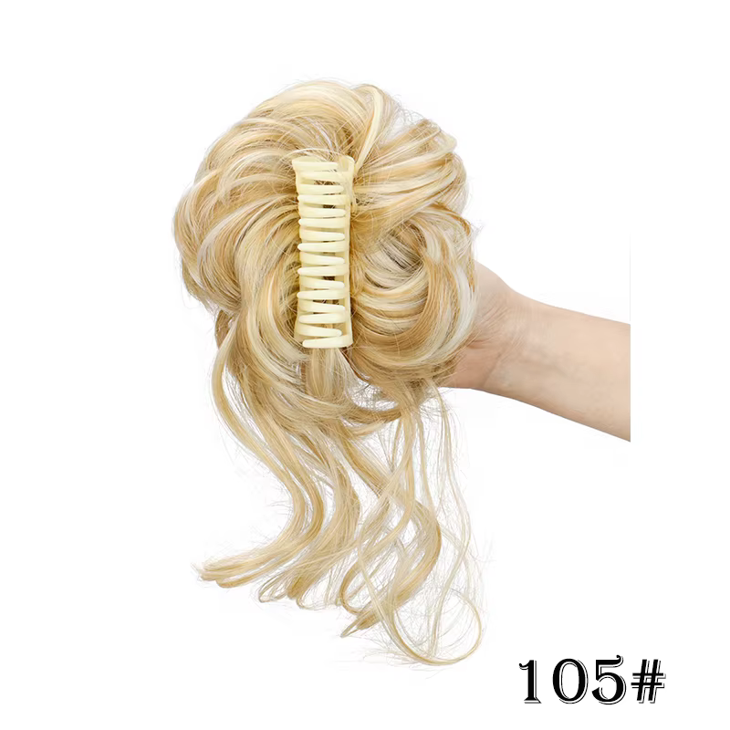 Chignon synthétique court ondulé bouclé désordonné élégant, pièce de cheveux à clip, chignon en déso