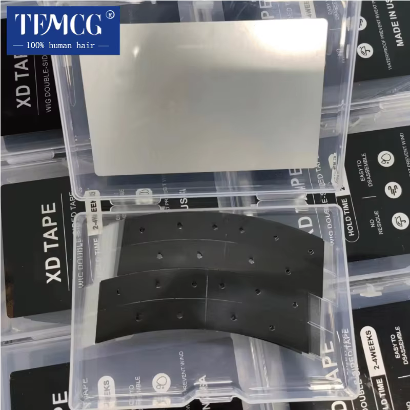 36 pièces 7.6 cm * 2.2 cm noir XD ruban double face avec trous dentelle avant perruque bande arc dou