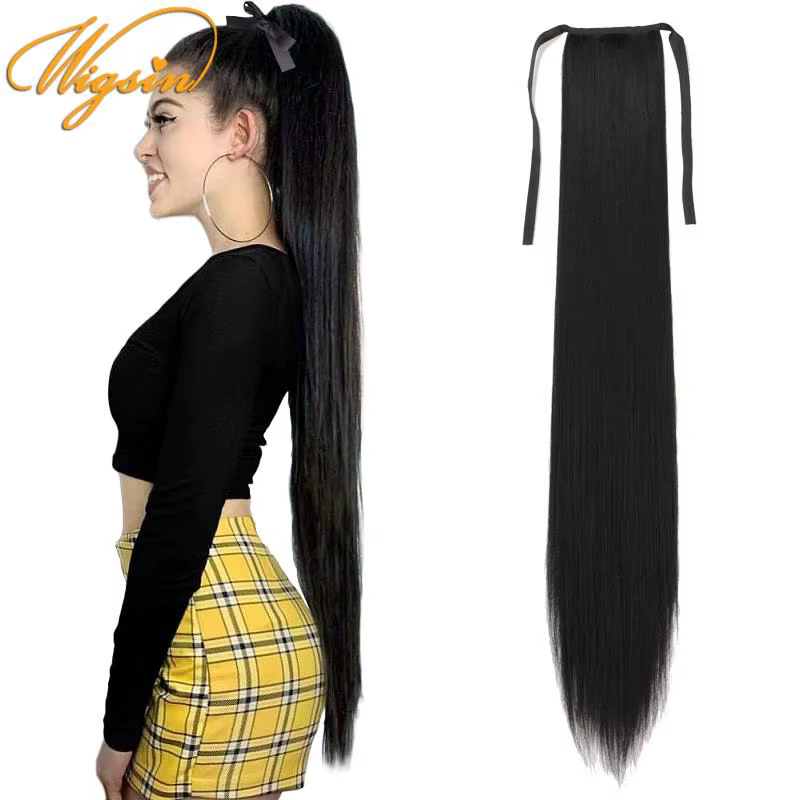 WIGSIN synthétique 32 pouces longue droite cordon queue de cheval pince dans l'extension de cheveux