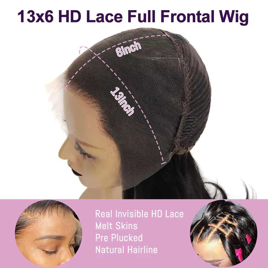 Wow ange chocolat brun HD dentelle frontale perruque vague de corps 250% 13x6 HD dentelle avant perr