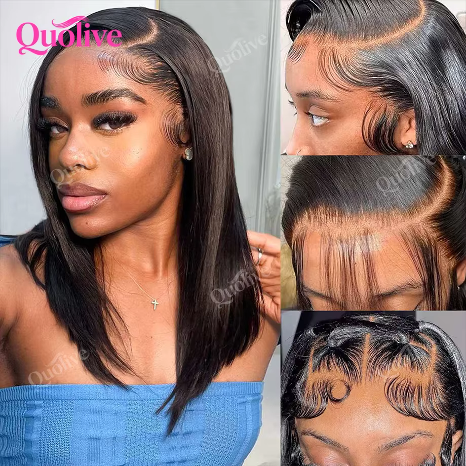 Perruque courte bob en cheveux humains, prête à porter, sans colle, avec closure en dentelle HD 5x5,