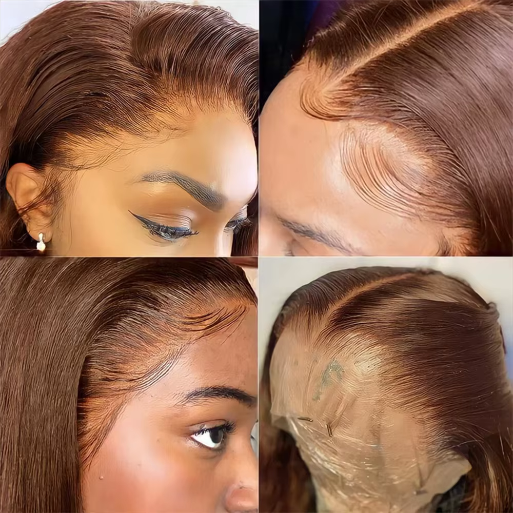 Perruques Lace Front en Cheveux Humains Brun Chocolat pour Femmes, Pré-épilées, 13x4 13x6, Perruque 