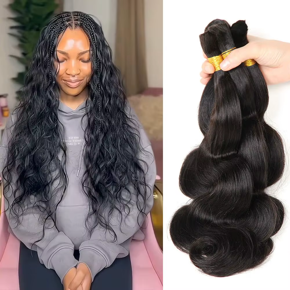 Vague de corps cheveux en vrac pour tressage 50G 100% Extensions de cheveux non transformés sans tra