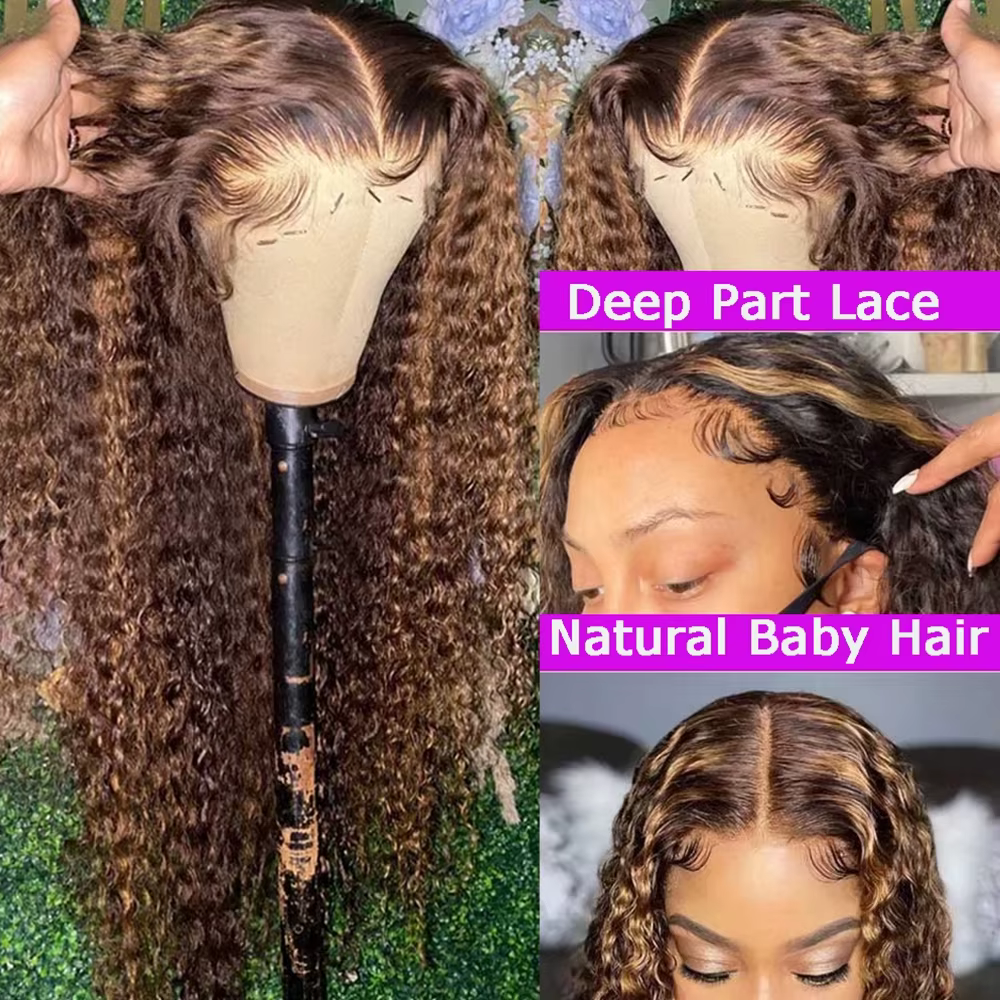 Perruque brésilienne en cheveux humains 13x4 Lace Frontal, densité 250%, couleur 4/27, Deep Wave, pr