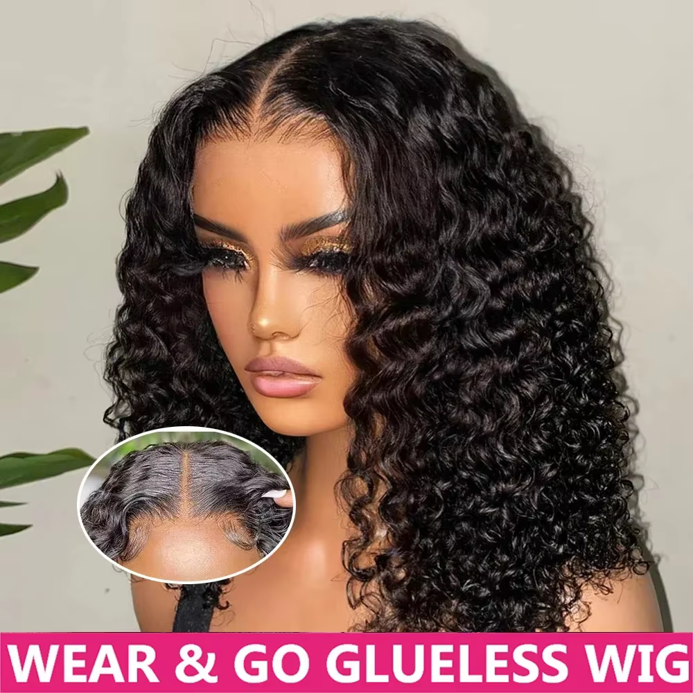 Wear And Go vague d'eau Bob perruque de dentelle pour les femmes bouclés 6x4 sans colle perruque de