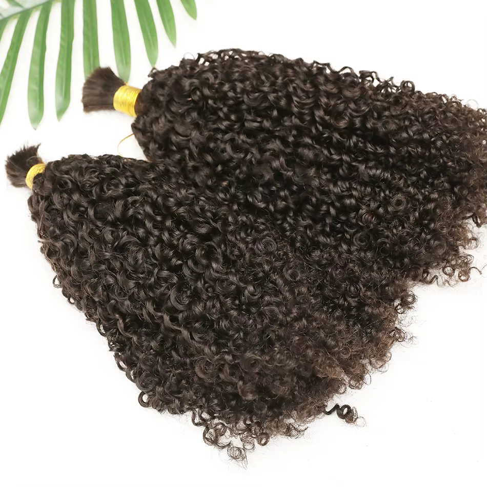 Extensions de Cheveux Humains Crépus et Bouclés pour Tressage, Tresses Boho à Double Proximité