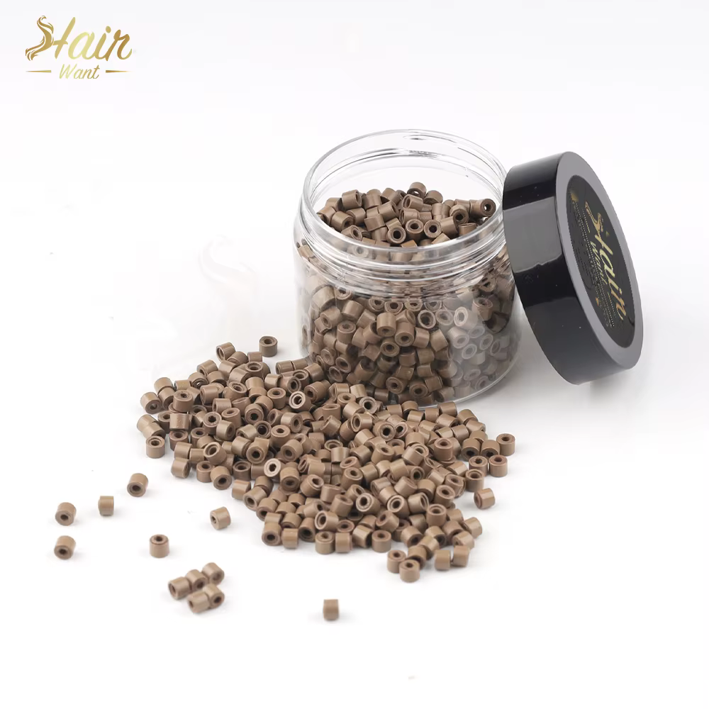 Perles micro-liens en silicone de 4 mm (1000 pièces) pour extensions de cheveux invisibles à coudre,