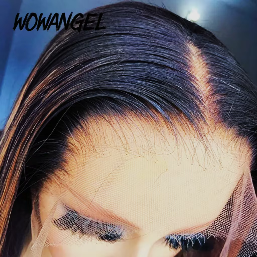 Wow Angel perruques Bob droites courtes 13x4 Lace Front perruques de cheveux humains 1B30 # Highligh