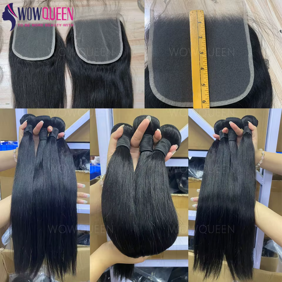 Straight Tissage Cheveux Humain 100% Mèches Cheveux Humain Avec Closures 6x6 5x5 Closure Cheveux Hum