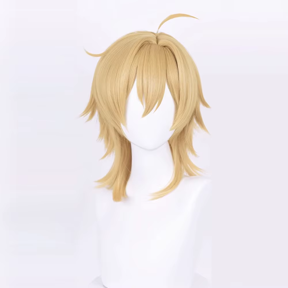 Perruque synthétique courte et lisse à tête de mulet Blonde avec frange, perruque moelleuse de jeu d